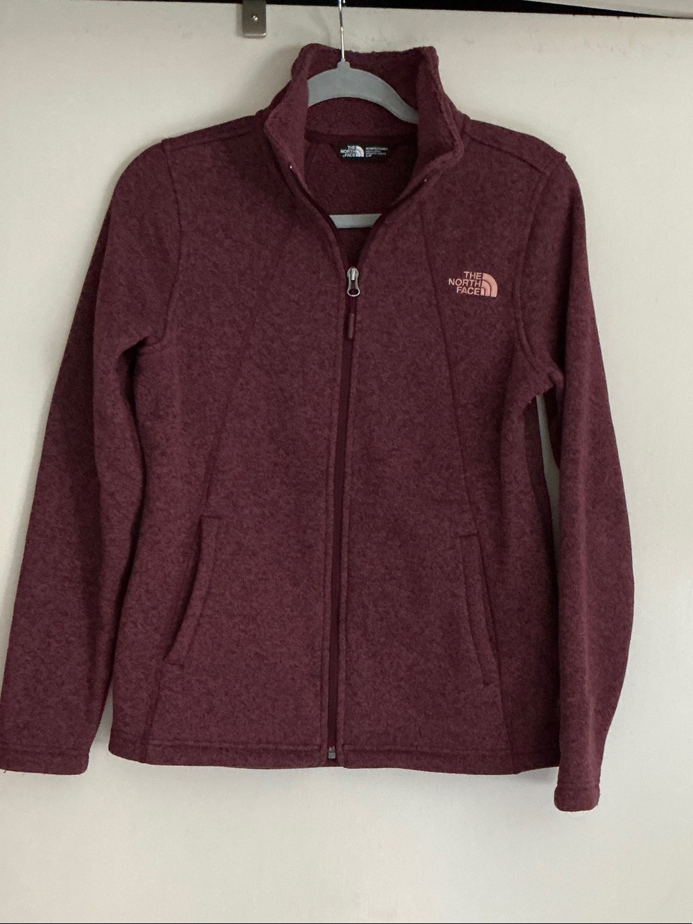 The North Face Burgundy Full-Zip Fleece Jacket with Logo